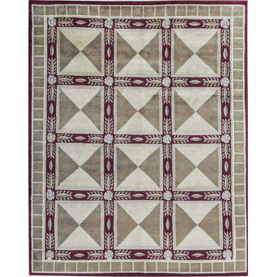 Hand-Knotted High-Quality Red, Beige, and Brown Area Rug