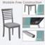 Ensemble de 4 chaises d'appoint rembourrées gris neutre, structure en bois d'hévéa pour salle à manger, style classique