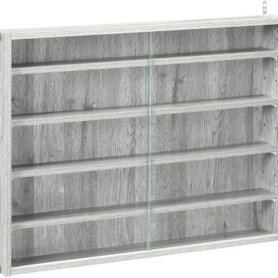 Vitrine grise à 2 portes avec étagères réglables - Idéale pour exposer des objets de collection - 5 portes et 2 étagères, parfaite pour mettre en valeur des médailles