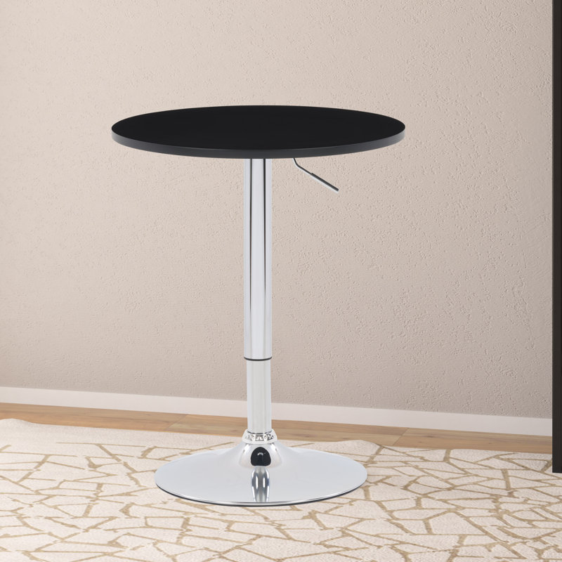 Galilea Round Metal Base Dining Table, Black, Silver