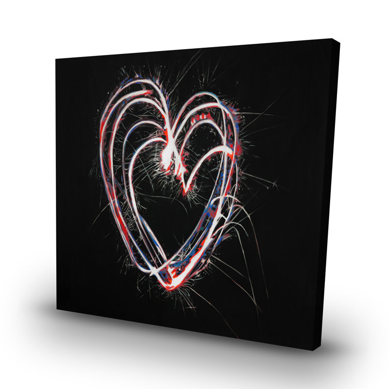 fireworks heart - 32"x32" art on canvas