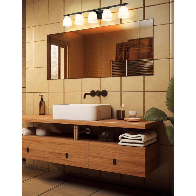Mateo Modern Vanity, 5 Lights, Matte Black, 6.5" H x 40" W x 6.5" D