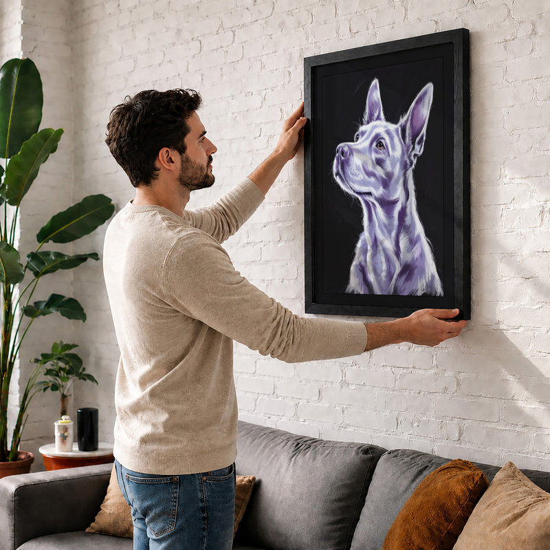 Poised Chihuahua Modern - Framed Print, A1 - 84.1 x 59.4 cm, White