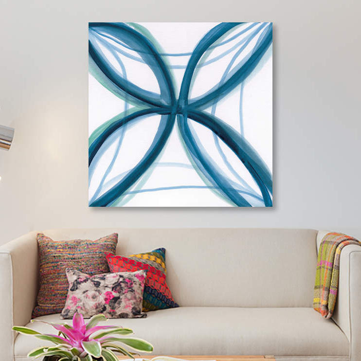 « bold blue i », impression sur toile, H 26 po x l 26 po x P 1,5 po, Pas de tapis, Toile tendue