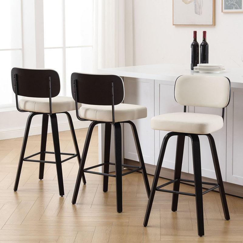Tabouret de bar et de comptoir pivotant Loranza, Blanc, Tabouret de bar (siège d'une hauteur de 29 po), Noir