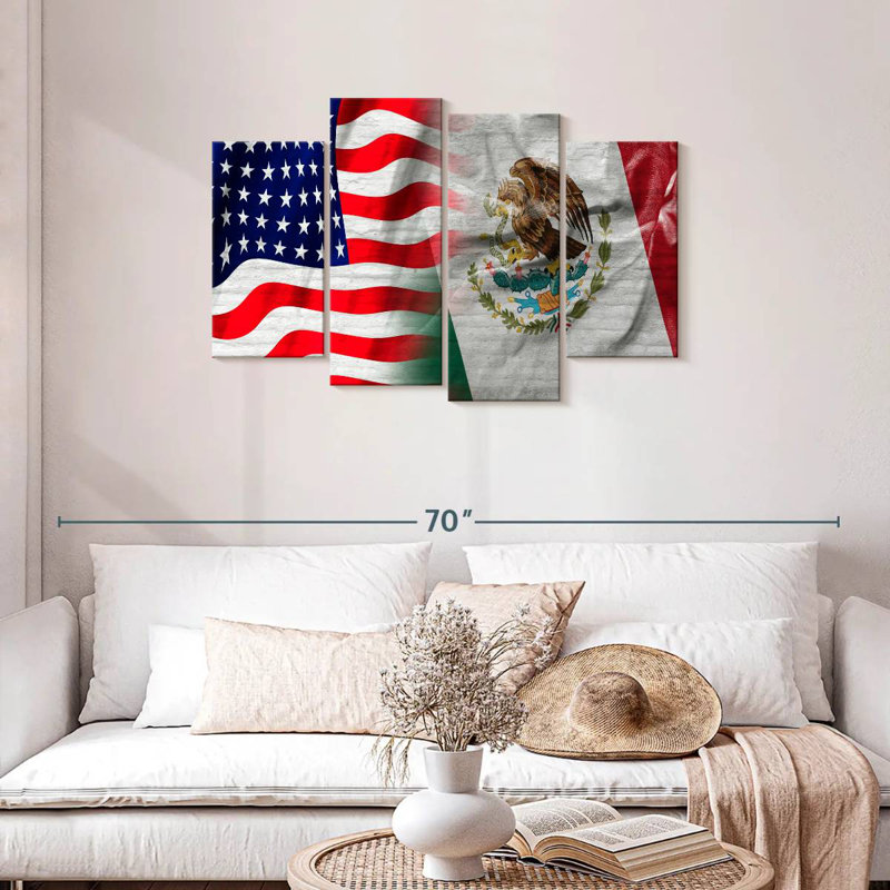 USA And Mexico Flags, 27" H x 43" W