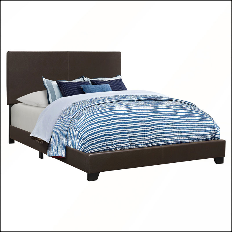 Grand lit à panneau luxueux en similicuir avec texture lisse et design contemporain, parfait pour les chambres à coucher modernes