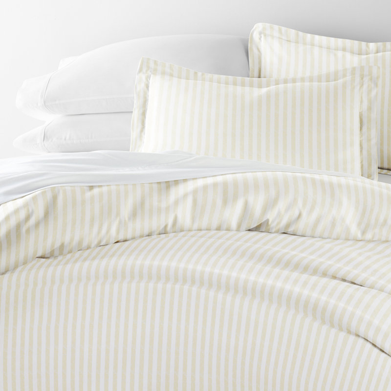 Ensemble de housse de couette à rayures larges vieillies Becky Cameron, Housse de couette double / grand + 2 taies décora