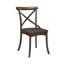 Chaise de salle à manger vintage en bois massif brun avec dossier en croix métallique en forme de X