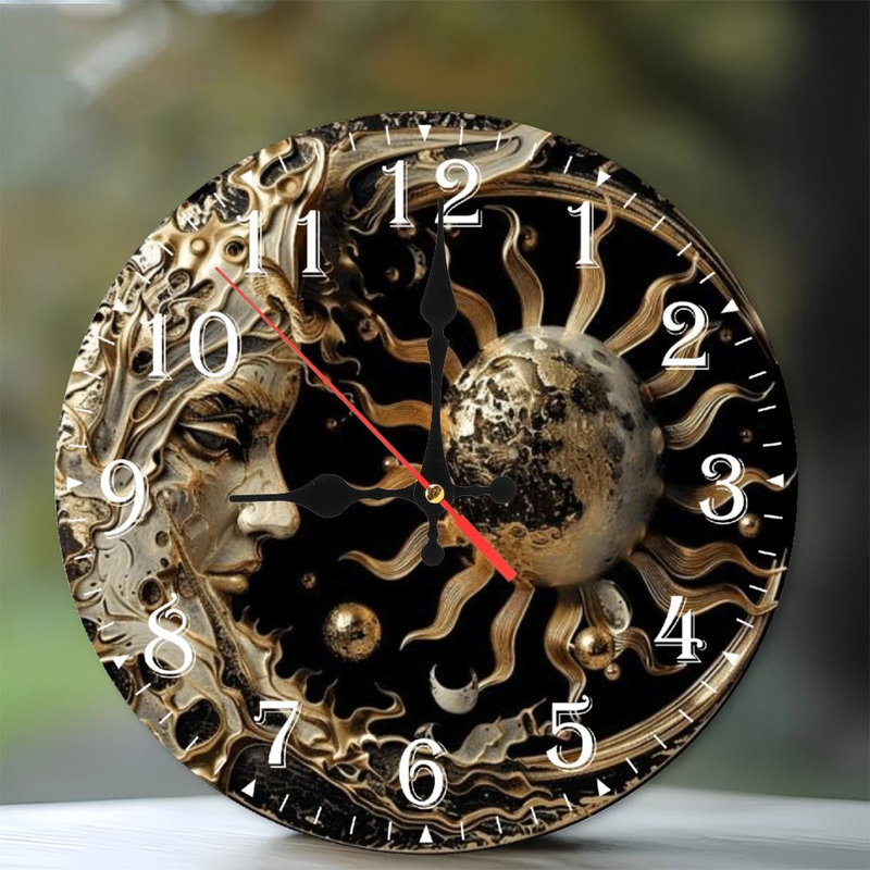 Horloge murale en bois 10 po, mouvement silencieux, à piles (piles AA non incluses), décor artistique, parfait pour les décorations