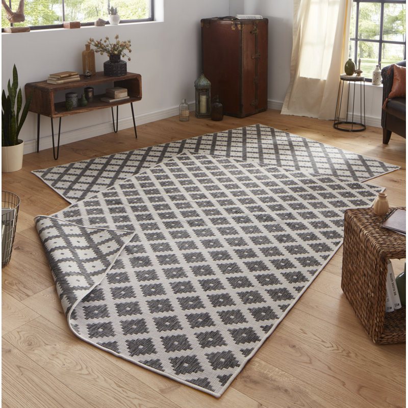 Nizza Flatweave Grey Rug, Rectangular 120 x 170cm