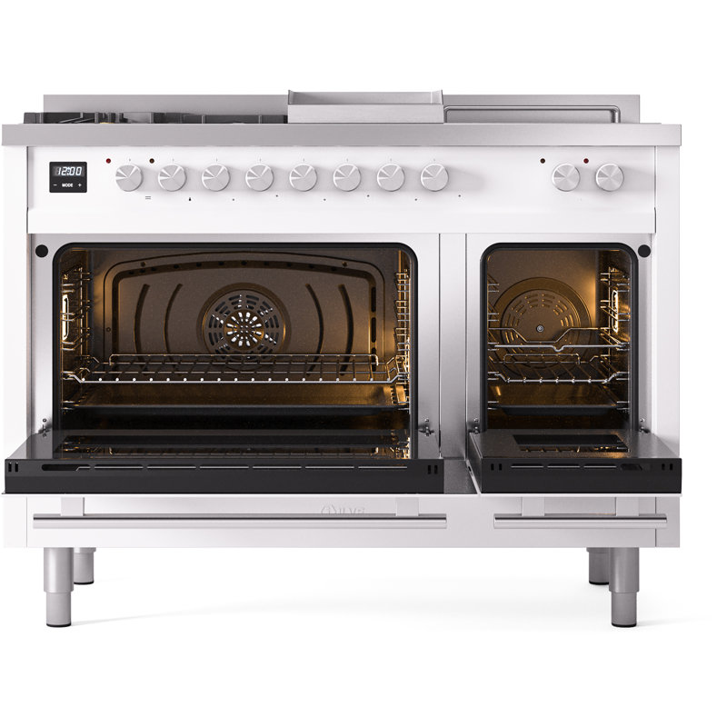 ILVE ProfessionalPlus II 48 Dual Fuel Range, knobs, Stainless Steel, Liquid Propane