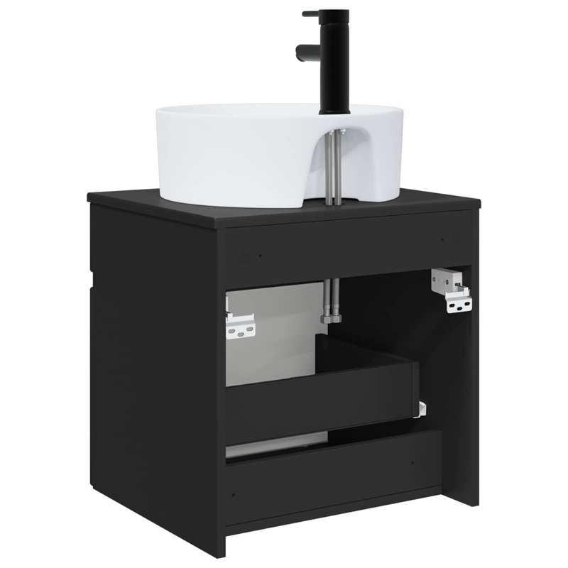 Single Bathroom Vanity with Ceramic Basin, Black