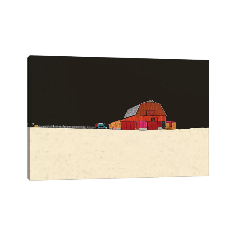 Farmhouse At Night by Ynon Mabat - Painting on Canvas, Wrapped Canvas, 20.32 cm H x 30.48 cm W