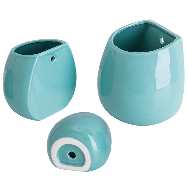 Ceramic Wall Planter, Aqua Blue