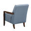 Modern Style Blue Leather Accent Chair With Pad, Walnut Detail, Finish Wood Frame