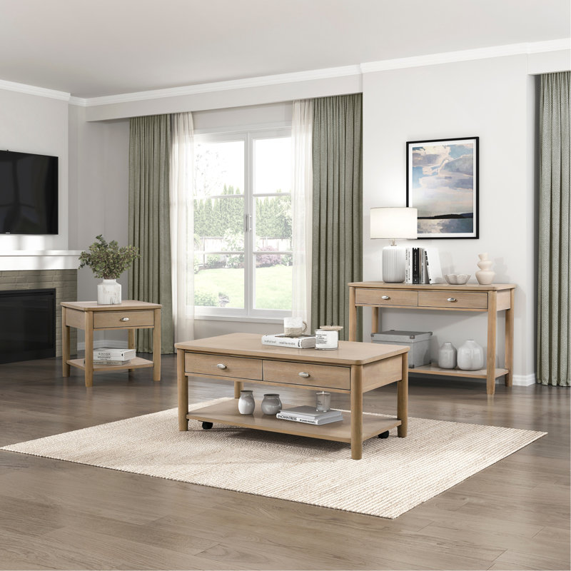 Mobilier de salon classique 1 pièce avec 2 tiroirs et tablette ouverte