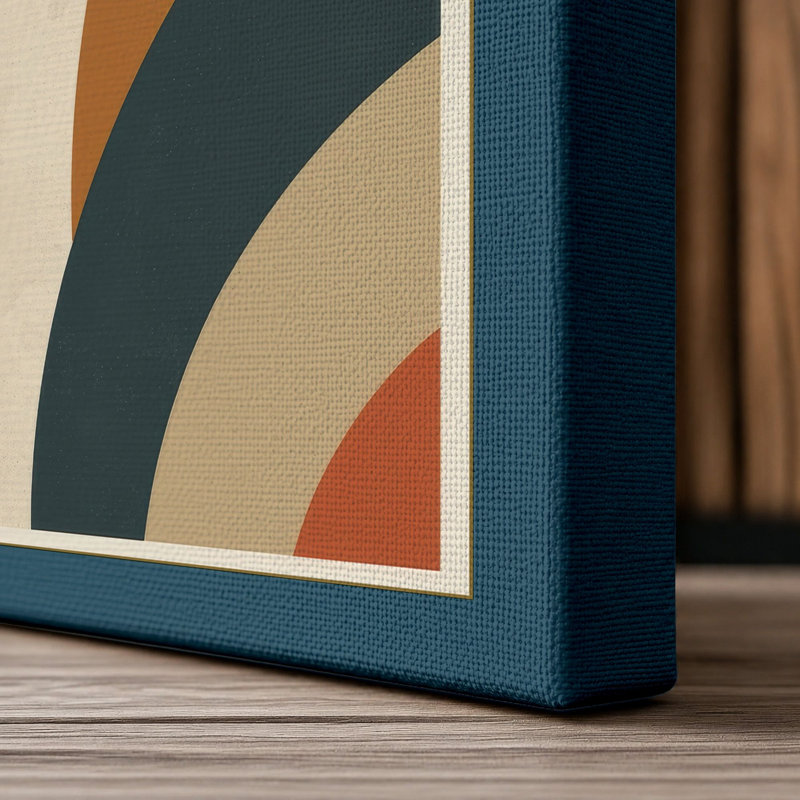 Unfolding Arcs Geometric - Wrapped Canvas, 36x24 - 91.4 x 61.0 cm, Teal Border
