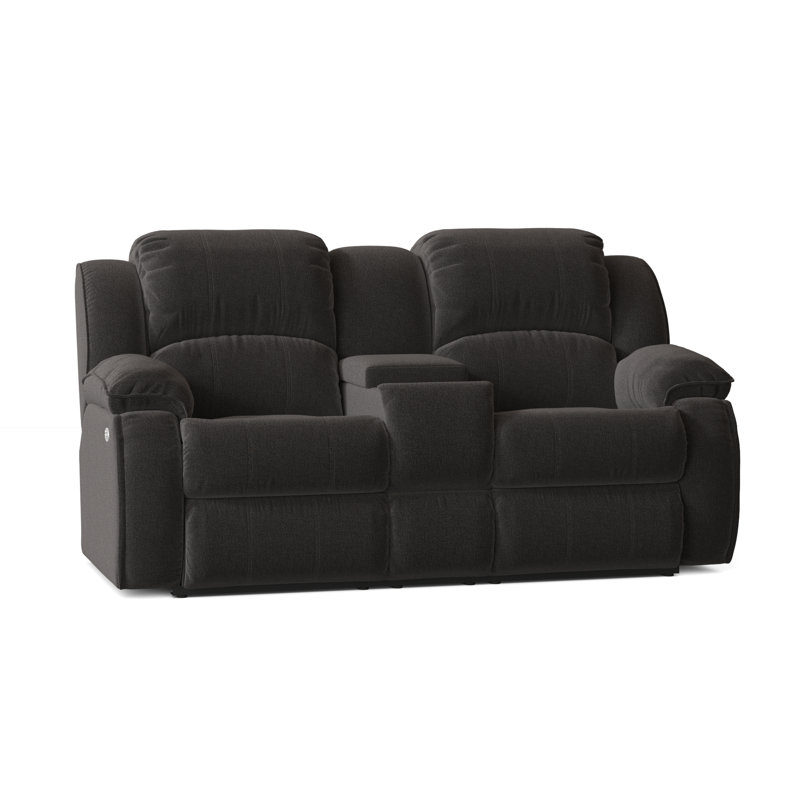 Cagney Upholstered 78'' Power Reclining Loveseat, Cyber Space Charcoal	Polyester