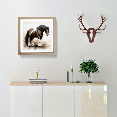 Shire Horse Gestural Art No.1 - Single Picture Frame Print on Wood