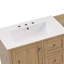 Meuble-lavabo moderne à double cuve avec comptoir en pierre d'ingénierie et rangement à fermeture en douceur-129940324