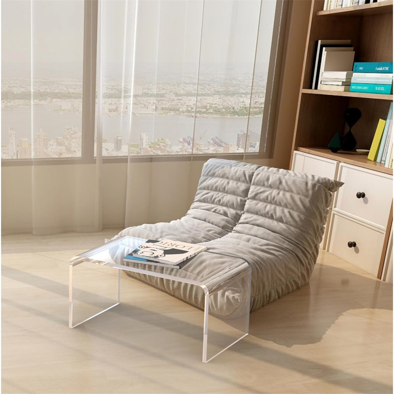 Set of 2 Modern Clear Acrylic End Tables, Space-Saving C-Shape Design with Invisible Profile for Living Room, Bedroom & Small Spaces, Versatile Use as Side Table & Nightstand