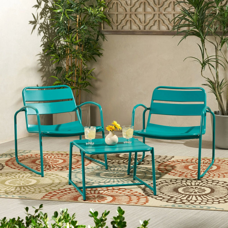 Outdoor Conversation Set,for Balcony, Garden, Terrace, Teal