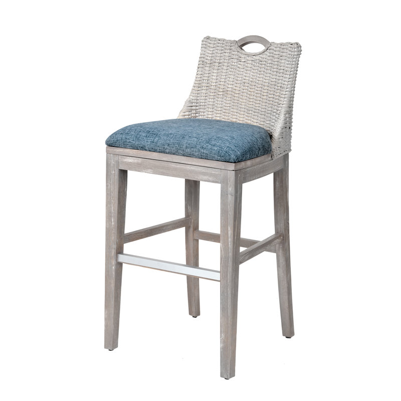 Dalontae Upholstered Counter Stool with Solid Wood Frame, Rustic Driftwood