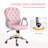 Office Chair In Pink Velvet Fabric, Adjustable Seat And , Tilt For A Comfortable Working Position Desk With , 360 Swivel Productive Environment