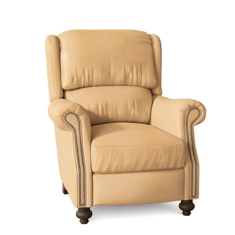 Bancroft Recliner, Pewter, Cobblestone, Anilina Cacao Genuine Leather