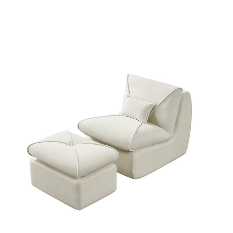 Compressed Lounge Chair With Ottoman,Modern Sofa For Small Spaces,Comfortable Upholstered Sofa For Living Room,Bedroom,Or Studio