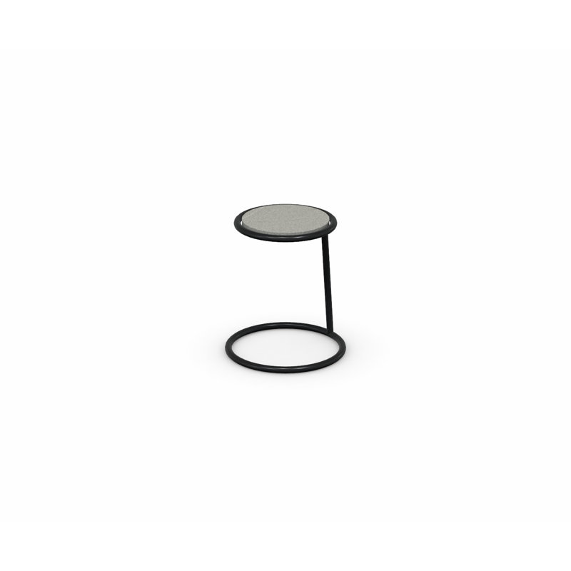 Kangoo Round End Table with Wooden Top, Matt Black