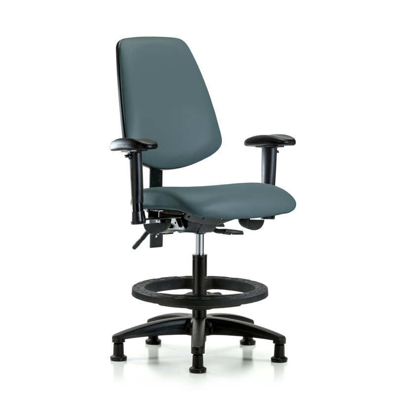 Jazmyne Vinyl Drafting Chair, Colonial Blue, Glides, Included