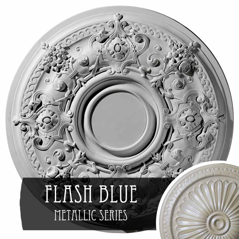 Endurathane Darnay Ceiling Medallion, 29 1/4"OD x 2"P (Fits Canopies up to 7 1/4"), Hand-Painted Flash Blue Finish