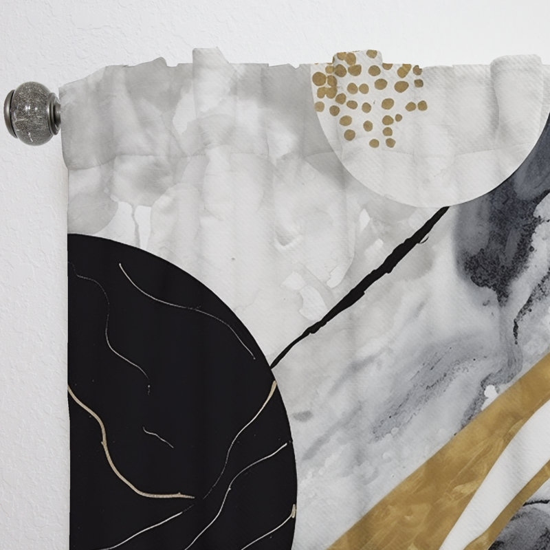 Black Gold Fusion Of Marble I - Abstract Marble Curtain - Velvet Room Darkening - 1 panel, 52" W x 84" L