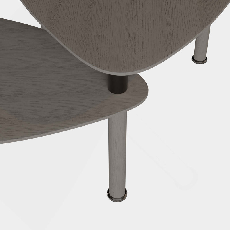 Table basse rotative moderne à 360 degrés avec pieds en bois massif pour salon, appartement, Gris