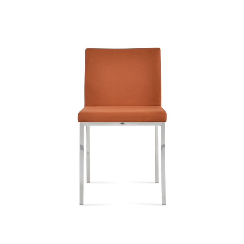 Aria Metal Side Chair, Chrome, Nubuck Cognac