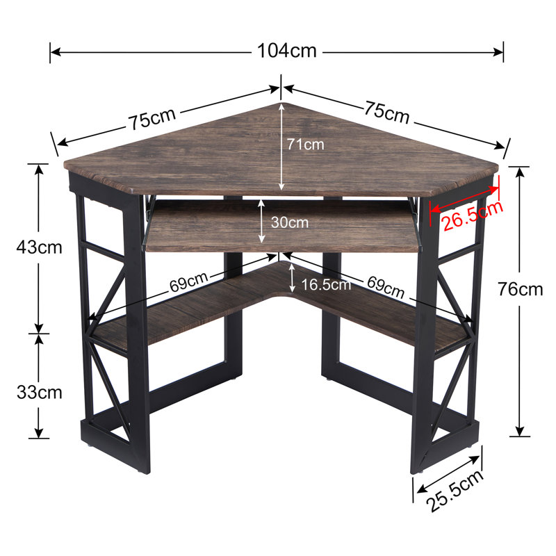Lambrecht Corner Computer Desk, Dark Brown