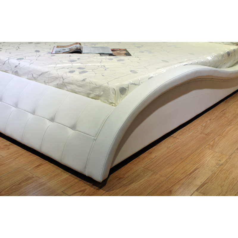 Petrucci Vegan Leather Sleigh Bed, California King, White