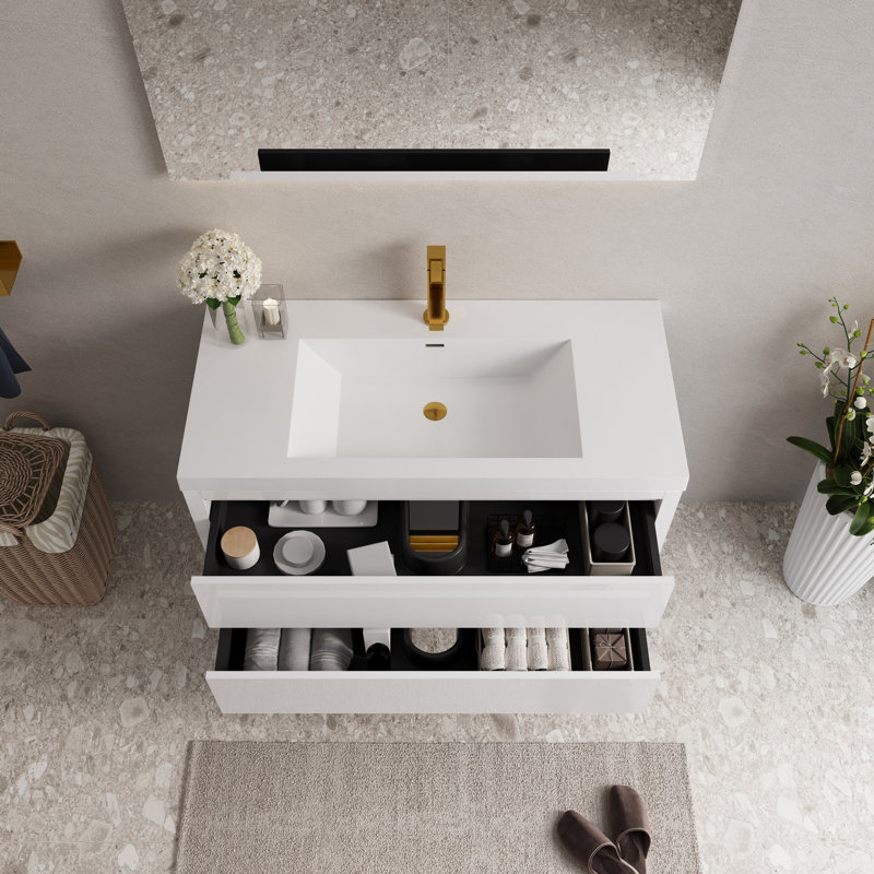 Single Bathroom Vanity with Stone Top