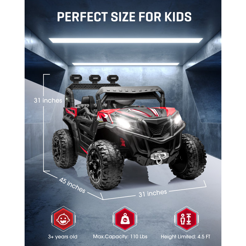 ARBELI 24V 1 Seater All-Terrain Vehicles Battery Powered Ride On Car,Toy with Remote Controll, Red