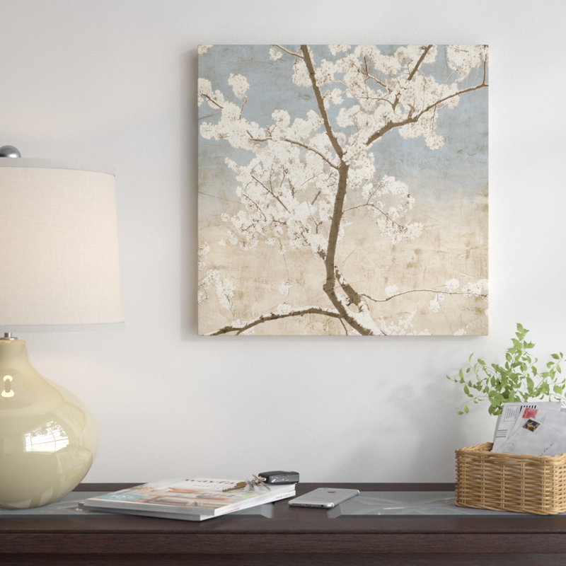 « cerise fleurs i »-impression sur toile tendue, H 18 po x l 18 po x P 1,5 po