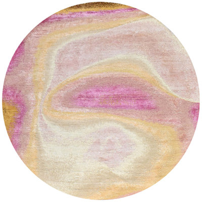Abstract Area Rug in Yellow/Pink/Brown/White