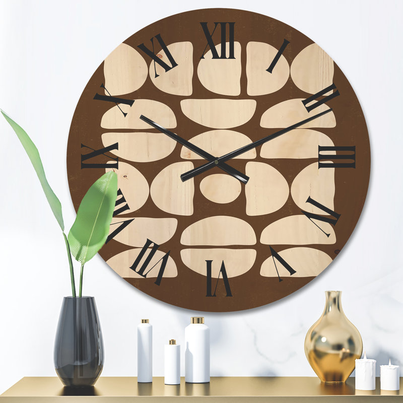Horloge murale en bois à composition abstraite, Moyen