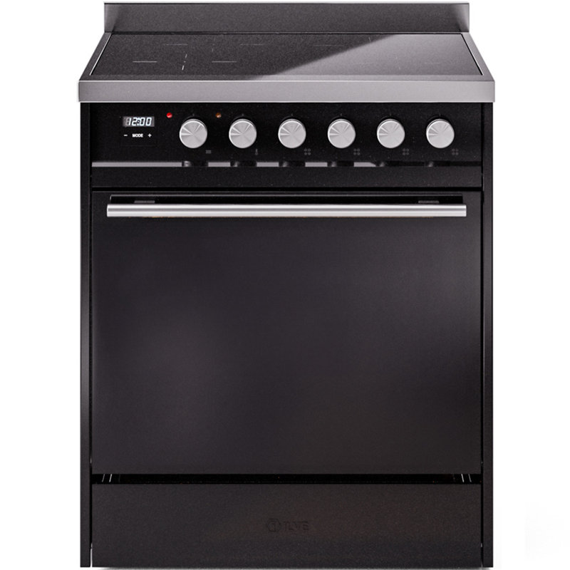 ILVE Professional Plus II 30 in Induction Range, Glossy Black/Stainless Steel