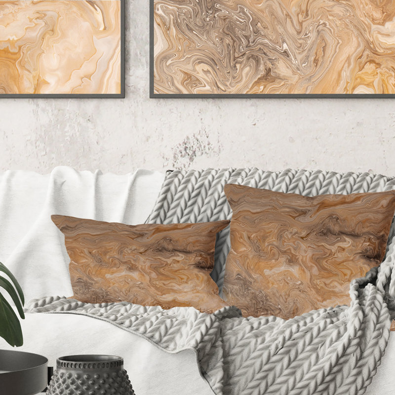 Coussin décoratif en marbre brun et gris, 16 po x 16 po