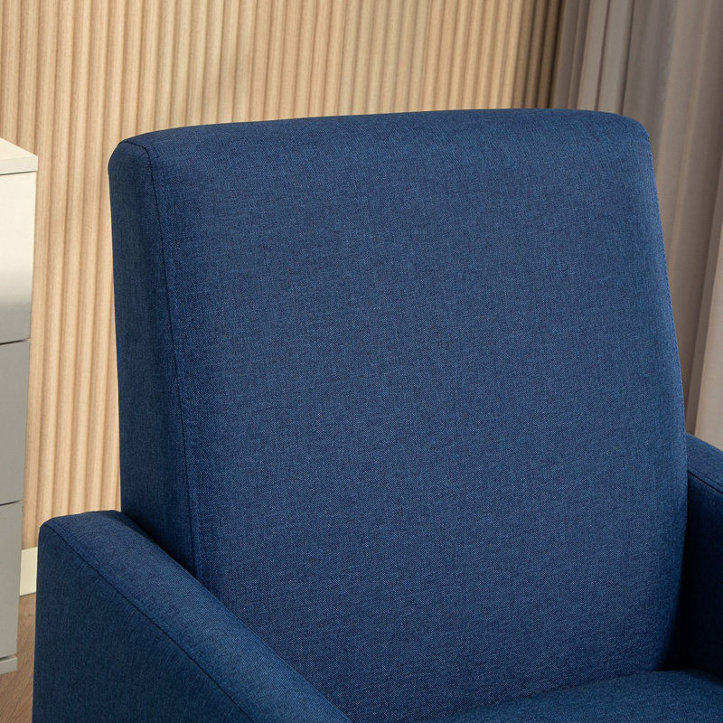 Chaise d'appoint rembourrée en faux lin, fauteuil moderne avec structure en bois massif, fauteuil simple pour la chambre à coucher du salon