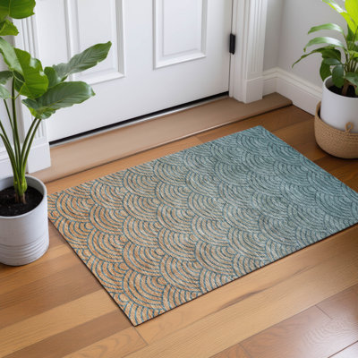 Machine Washable Indoor/Outdoor Kugler ACN2414 Geometric Rug