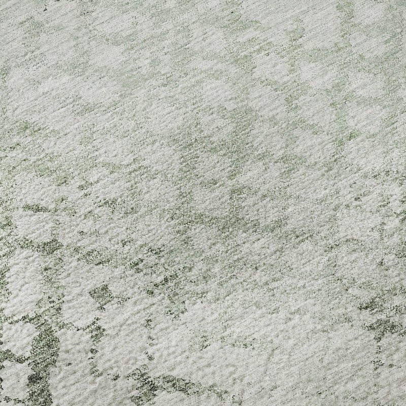 Premium Machine Washable Prisco Green Rug, Rectangle 3' x 5'