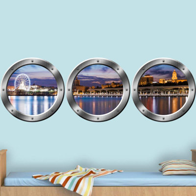 Décalcomanie murale cityscape en vinyle horizon hublot londres